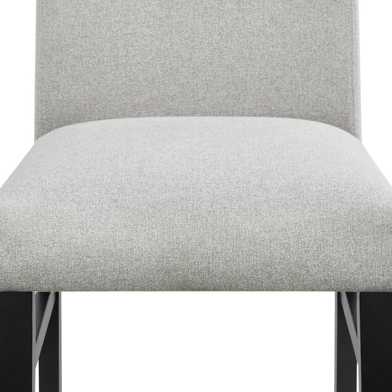 2 chaises de salle à manger rembourrées grises contemporaines, ton doux, poids de 32 lb, pieds à finition foncée et 2 côtés, finition 38 pouces de hauteur
