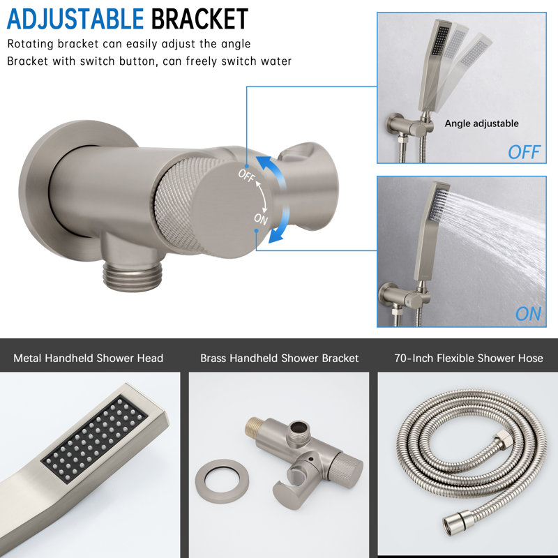 10" Rainfall Shower Head Complete Shower System with Rough-in Valve, Brushed Nickel