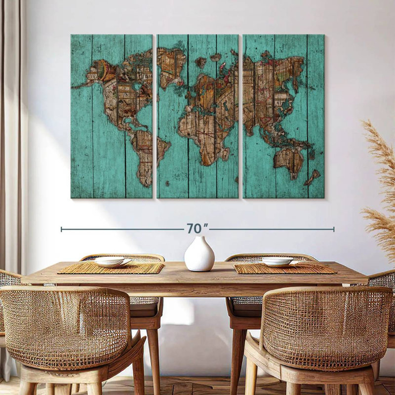 Carte en bois Aliaz turquoise, H 42 po x l 65 po