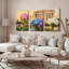 Ensemble de 3 tableaux sur toile tendue représentant des hortensias et un temple antique-989537497
