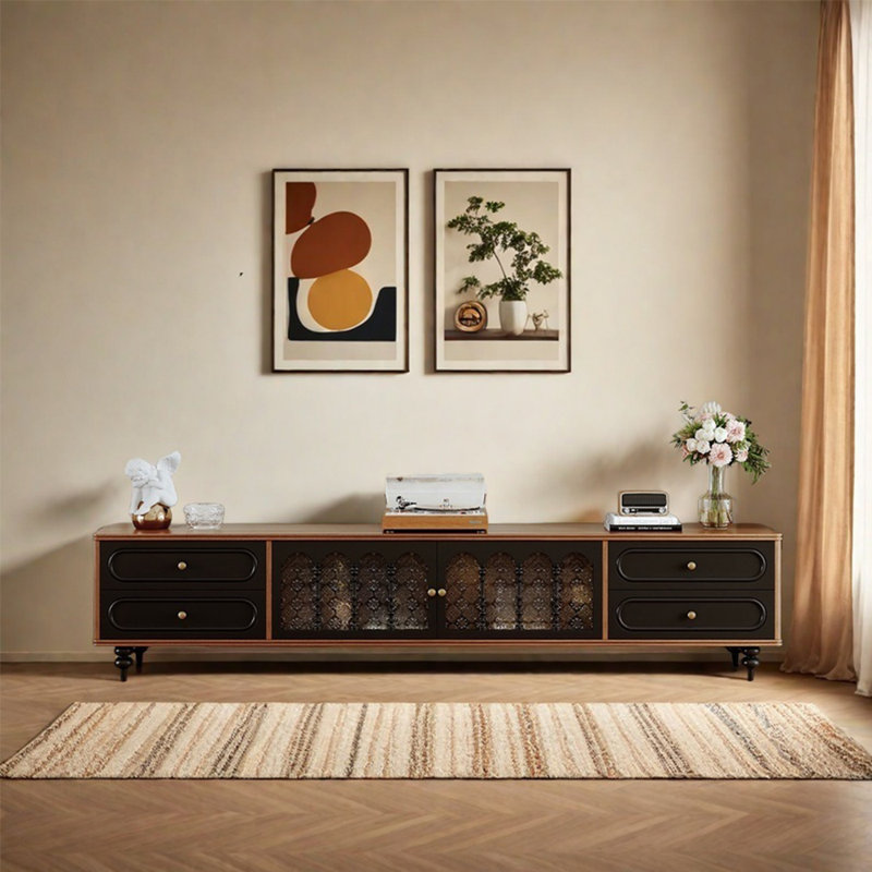 Meuble télé style français avec rangement rétro, 86.61"