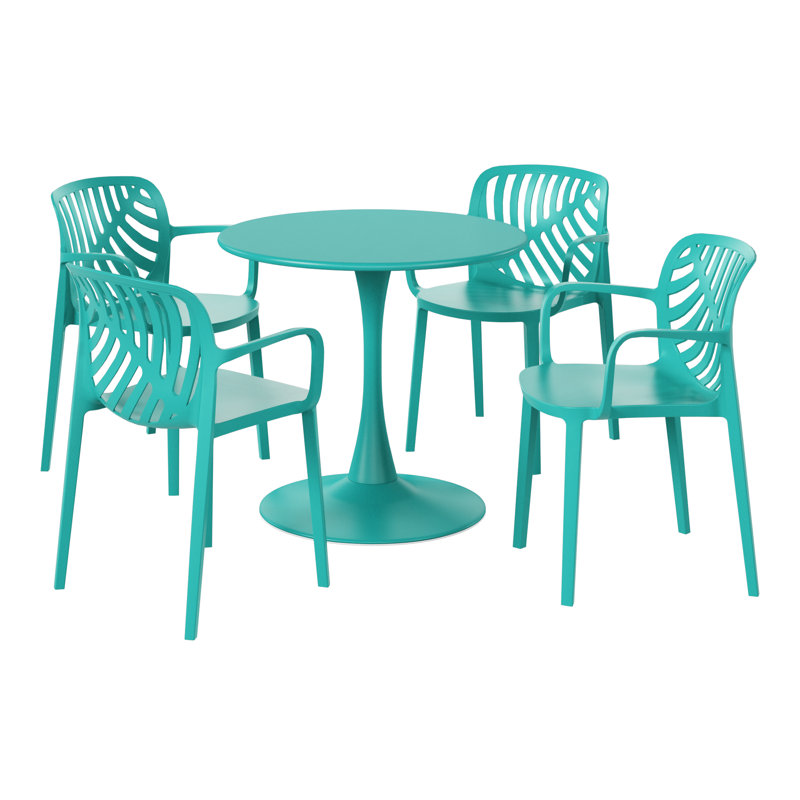 Ensemble repas extérieur pour 4 personnes, H 29 po x l 31,5 po x P 31,5 po, Sarcelle, 4