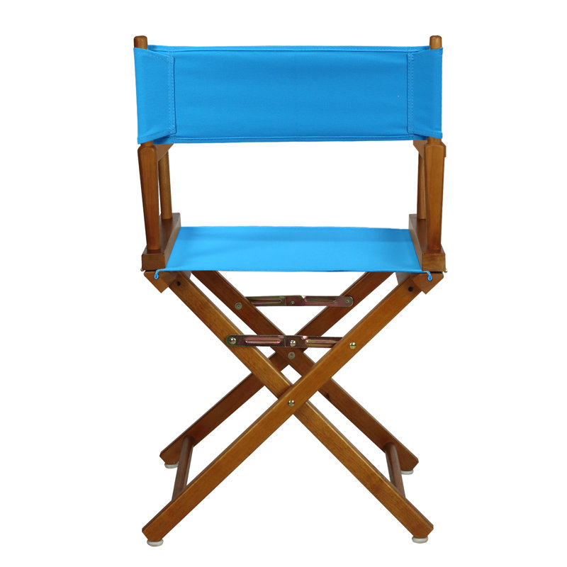 18" Folding Director Chair, Honey Oak, Turquoise