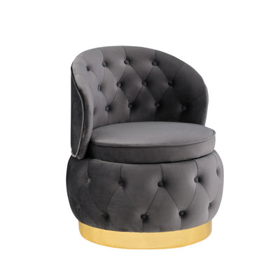 Fauteuil pivotant en velours Fluffy 360 degrés pour chambre à coucher - Zone de confort avec rangement rond et confortable