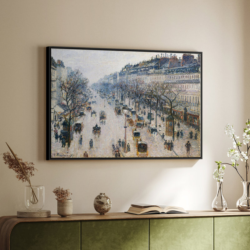 Paysage rétro - Toile tendue avec châssis encadré CCD, Noir, H 25 po x l 37 po
