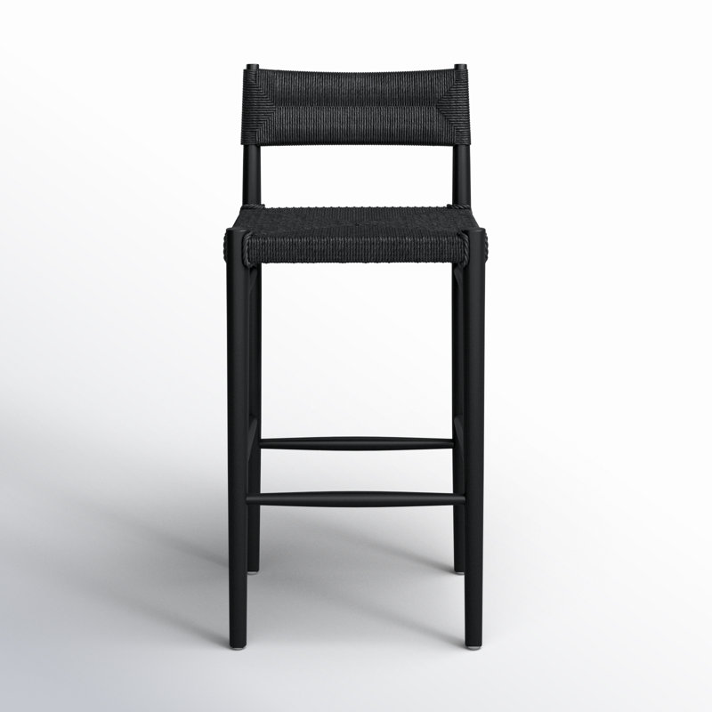 Outdoor Teak Bar Stool, 30", Black, Black