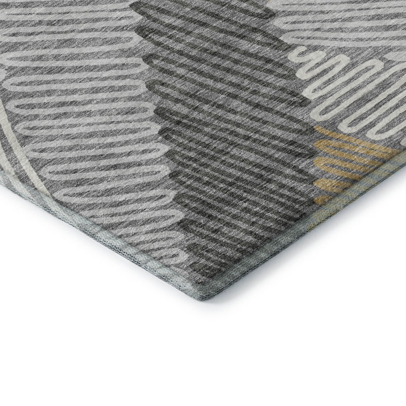 Premium Machine Washable Prisco Gray Rug, Round 8'
