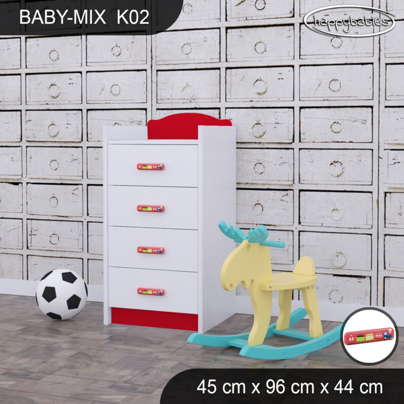 Baby Mix Kids 4 - Drawer Dresser, Red