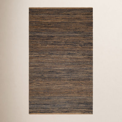 Blue Natural Hand-Woven Striped Jute Rug
