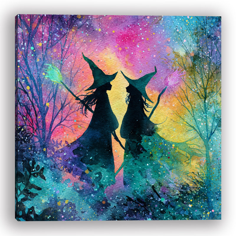 «Mystical Witch Silhouettes», art mural sur toile tendue, H 20 po x l 20 po