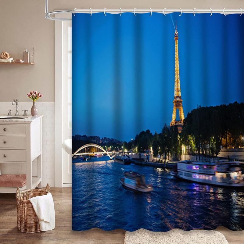 Rideau de douche Paris Paris Tour Eiffel avec 12 crochets, L 72 po x l 78 po