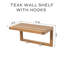 Teak Wall Shelf with Hooks-1772868075