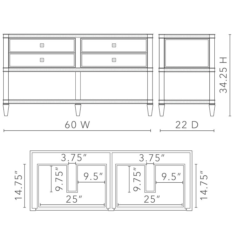 Sienna Double Vanity, Vanilla
