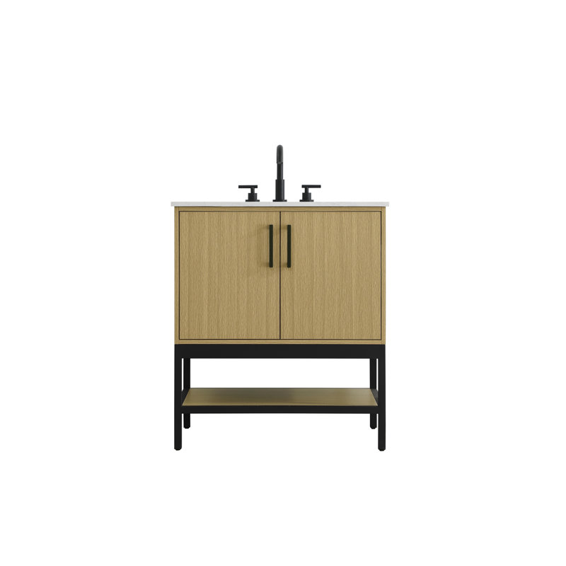 30 inch Single Bathroom Vanity, Honey Brown