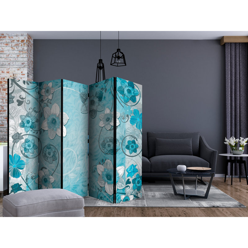 Haeven 225cm W x 172cm H 5 - Panel Solid Wood Folding Room Divider