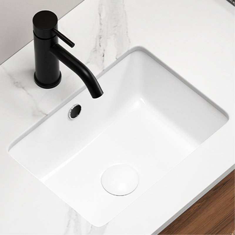 Wildman Milk White Undermount Bathroom Sink, 18.39 * 13.72 7.02 Inch, Porcelain Material, Modern Design For Traditional Bathrooms 18" Rectangle Ceramic High Shine, Easy To Install With Instruction, Suitable