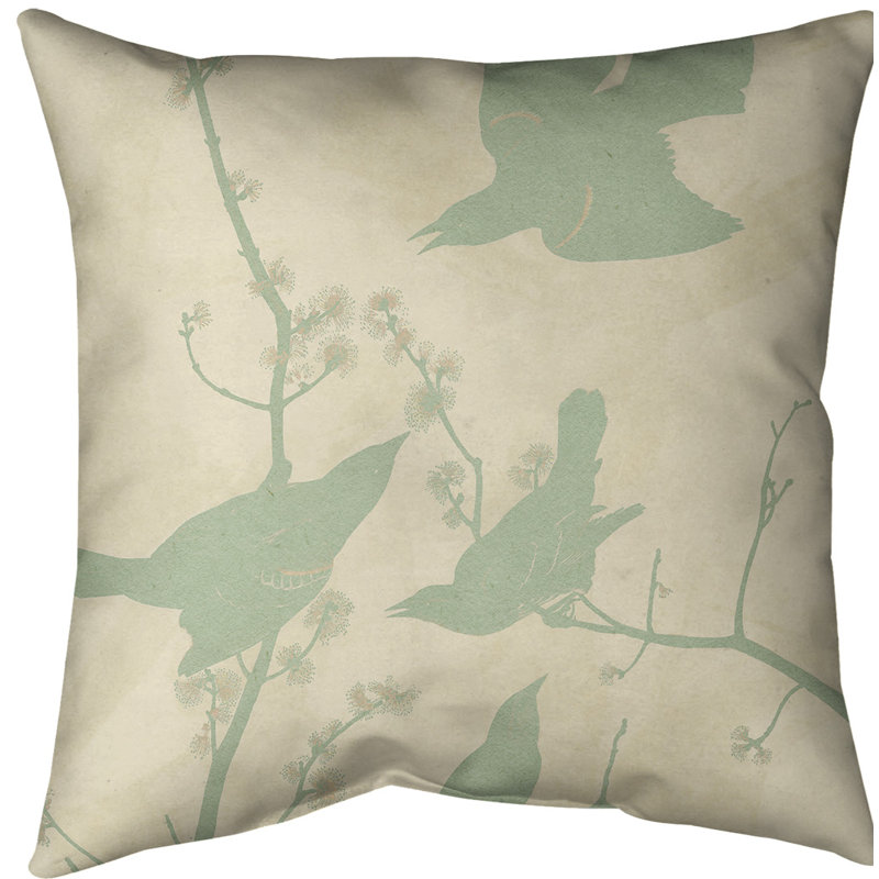 Coussin starling à oreilles, 20 po x 20 po, Jaune / vert, Polyester filé