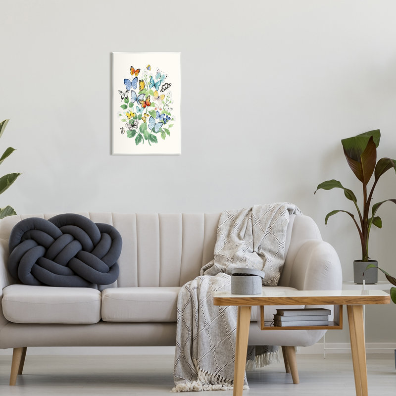 «Butterflies & Spring Florals On MDF» par Heather Lee Chan, reproduction, H 19 po x l 13 po x P 0,5 po