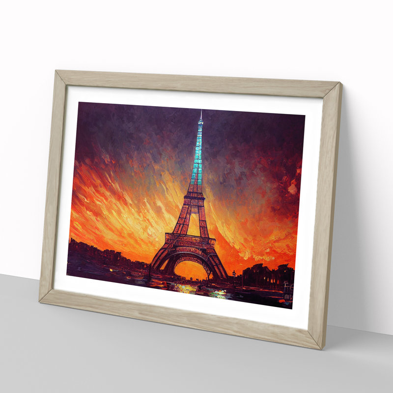 Eiffel Tower - Single Picture Frame Painting, 34cm H x 46cm W x 2cm D, Oak