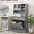 68" Gray Kitchen Pantry Storage With Charging Element. Freestanding Cabinet Glass Doors & Adjustable Shelf. Versatile In Function. 2 Tilt Out Trash Cabinets. Built-In Ac Outlets And Ports. Spacious