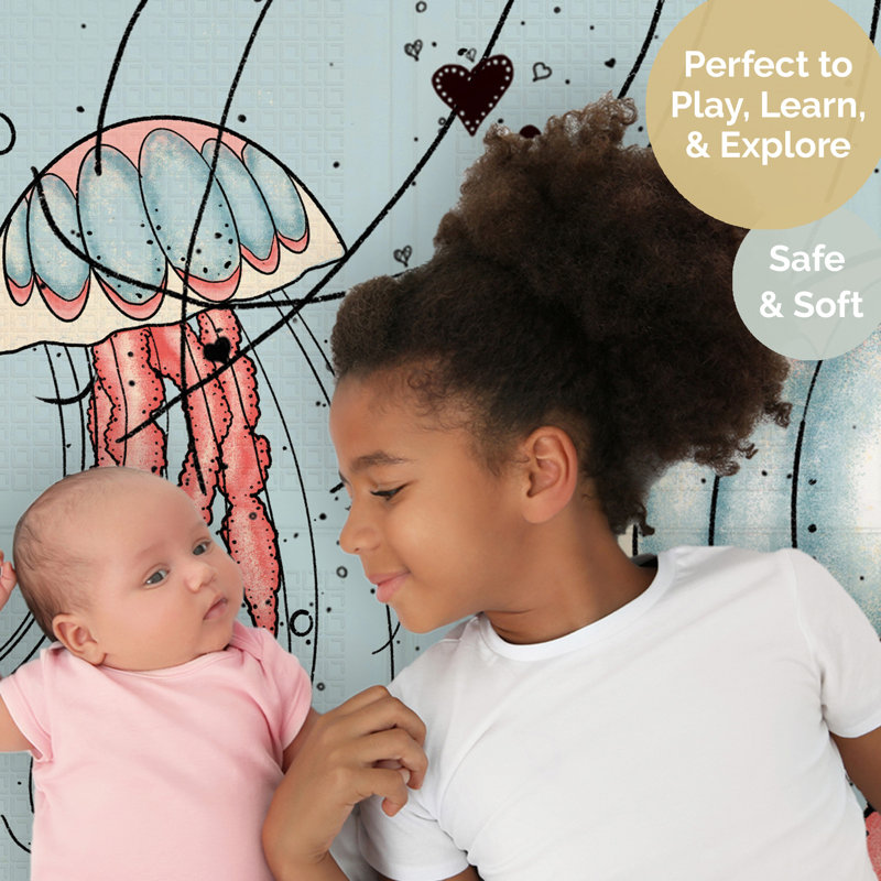 Large Seaside Foam Padded Play Mat with Waterproof Surface