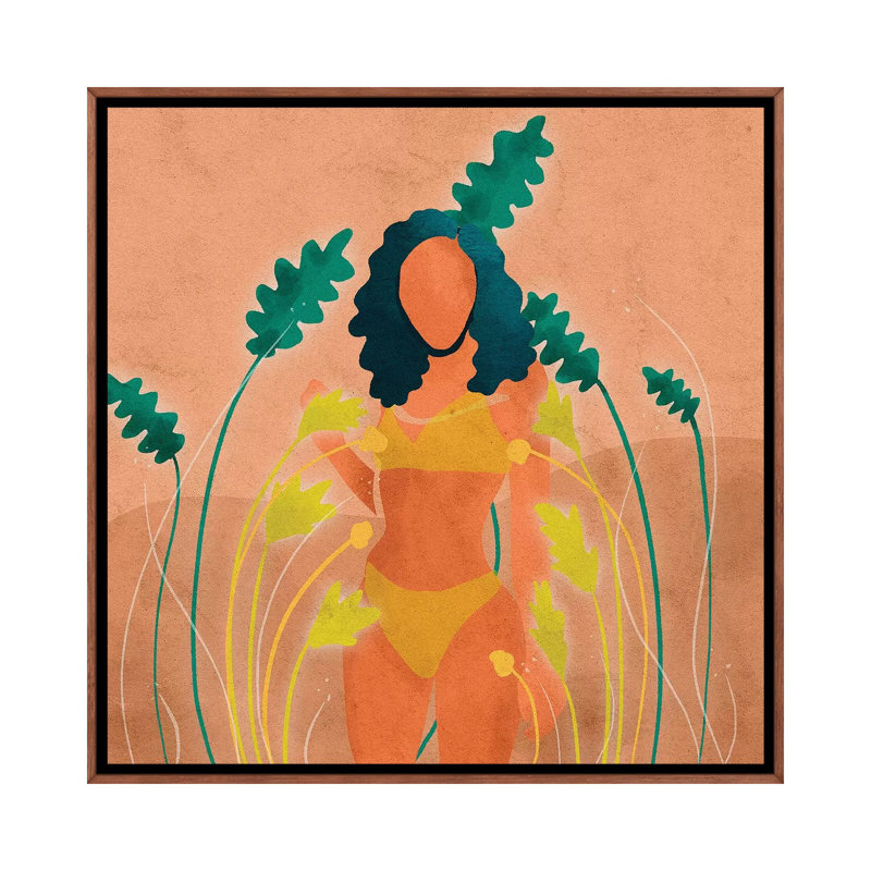 « Paige » par Reyna Noriega-impression, Toile classique avec cadre brun, H 37 po x l 37 po x P 1,5 po, Pas de tapis
