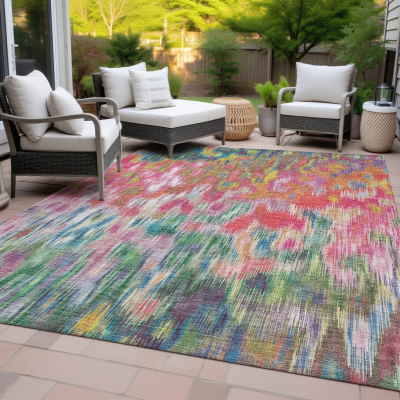 Machine Washable Indoor/Outdoor Amanda ACN2129 Abstract Rug, Rectangle 5' x 7'6"