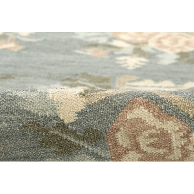 Momeni Florence Floral Hand Woven Wool and Cotton Blue Area Rug 2' X 3', 2' X 3'
