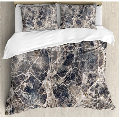 Ensemble de grunge de style céramique en marbre avec lignes sans forme et fissures ensemble de couette d’art