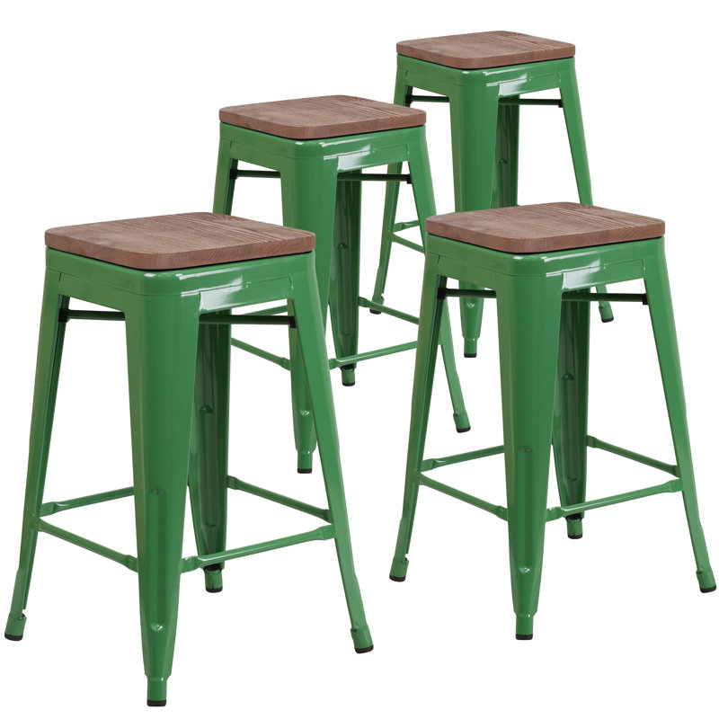 Tabouret à hauteur de comptoir 24 po Gladus, Vert, Tabouret de comptoir (assise de 24 po de hauteur), 4