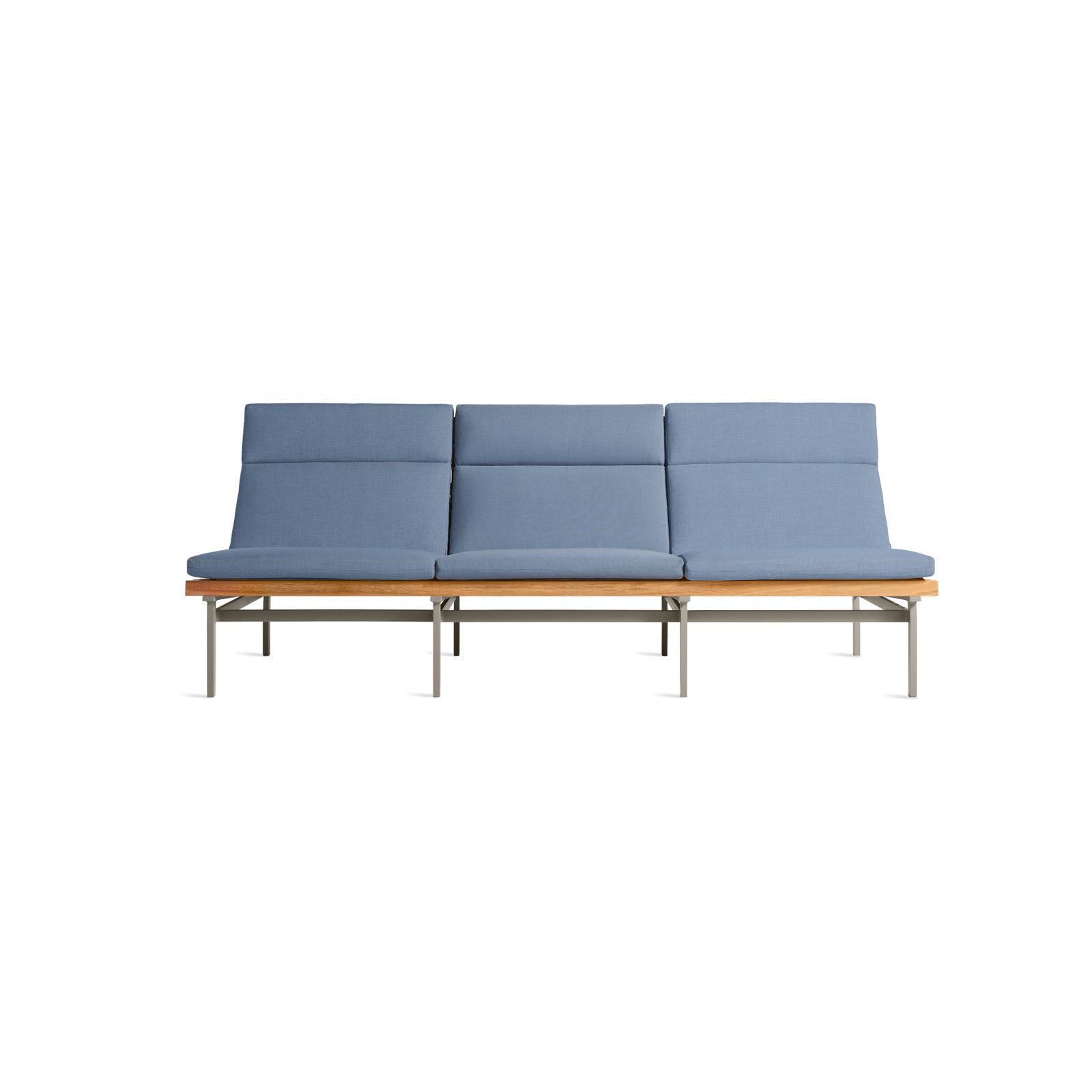 Perch 88'' Wide Powder Coated Aluminum Patio Sofa with Cushions, Charcoal, Sunbrella Haze
