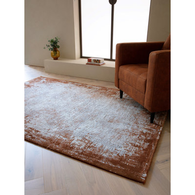 Abrienne Soft Shiny Border Orange/Grey Rug