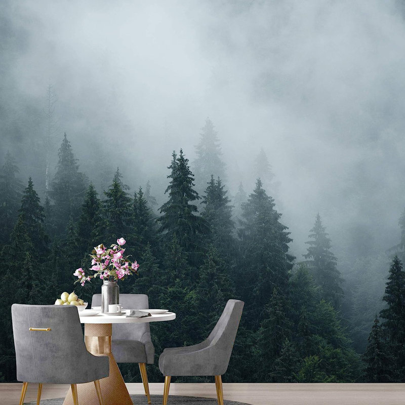 Murale Forêt en brume, L 100 po x l 144 po