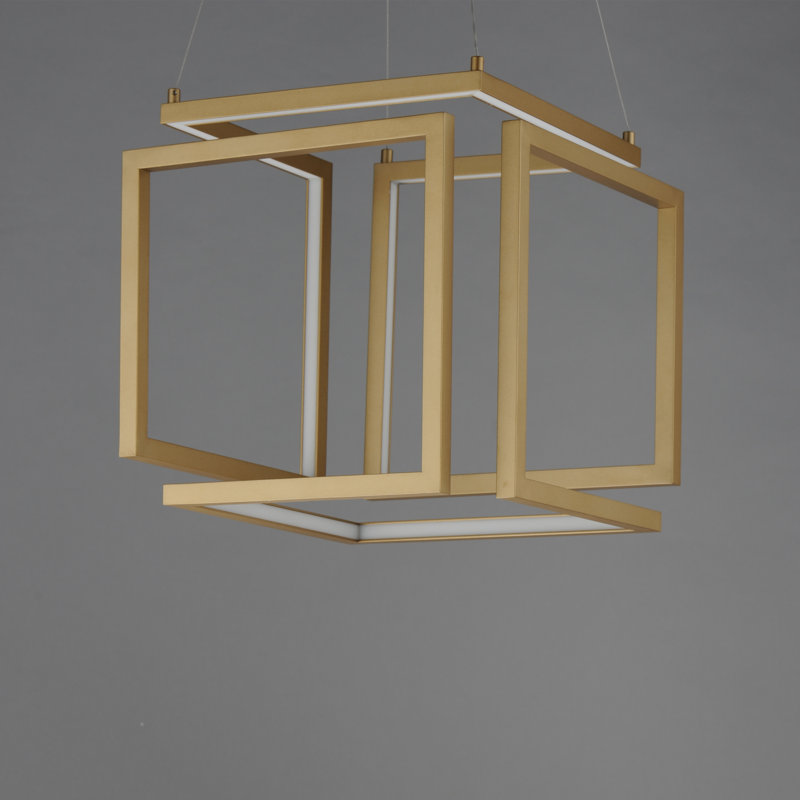 Flamur 1 - Light Gold LED Square/Rectangle Pendant, Gold
