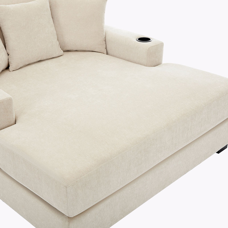 Chaise longue surdimensionnée 55 ", Chenille crème