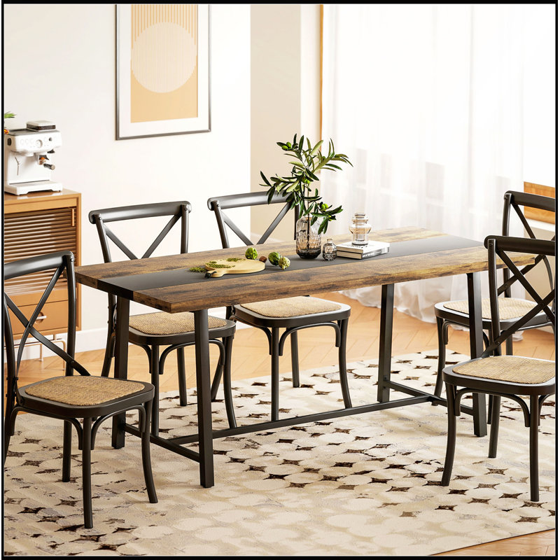 Table de salle à manger 70,9 "industrielle avec grand plateau pour 8 personnes