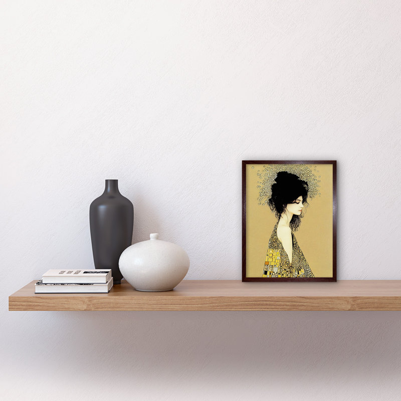 Klimt Style Woman Multicoloured Shawl - Print, Brown Framed Unframed, 25.9cm H x 20.6cm W x 1.5cm D