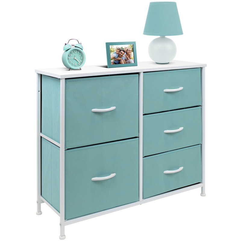 Commode 5 tiroirs - Turquoise, Turquoise