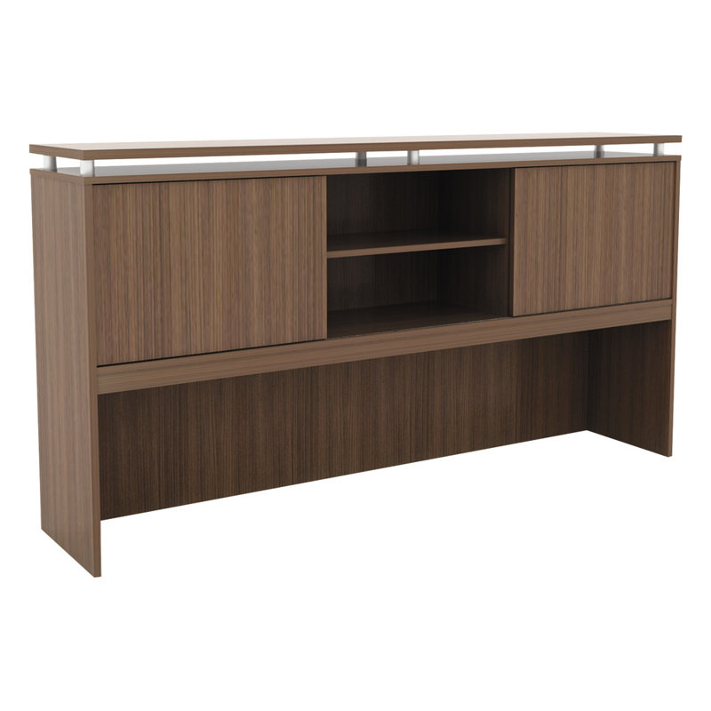 Modern Walnut 42.5'' H x 72'' W Desk Hutch with Sliding Doors
