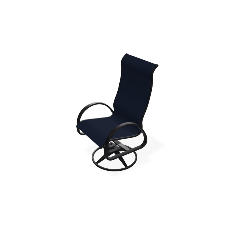 Fauteuil de patio pivotant Hiraku, Bleu marine 13D Sunbrella®, Noir texturé
