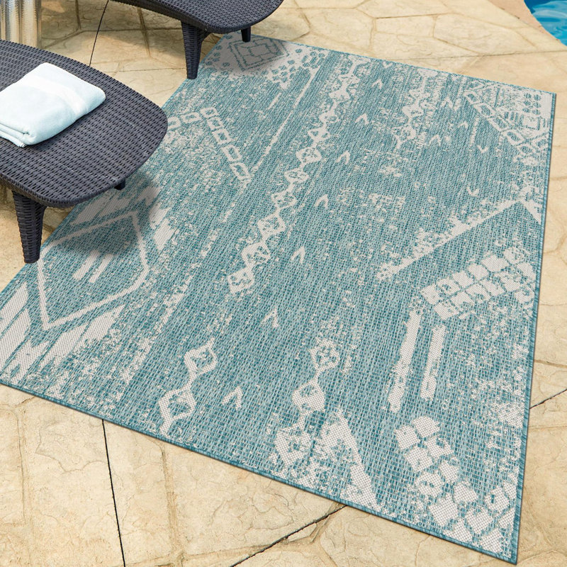 Tapis intérieur / extérieur en polypropylène tissé à la machine Medford, Rectangle 9 pi x 12 pi