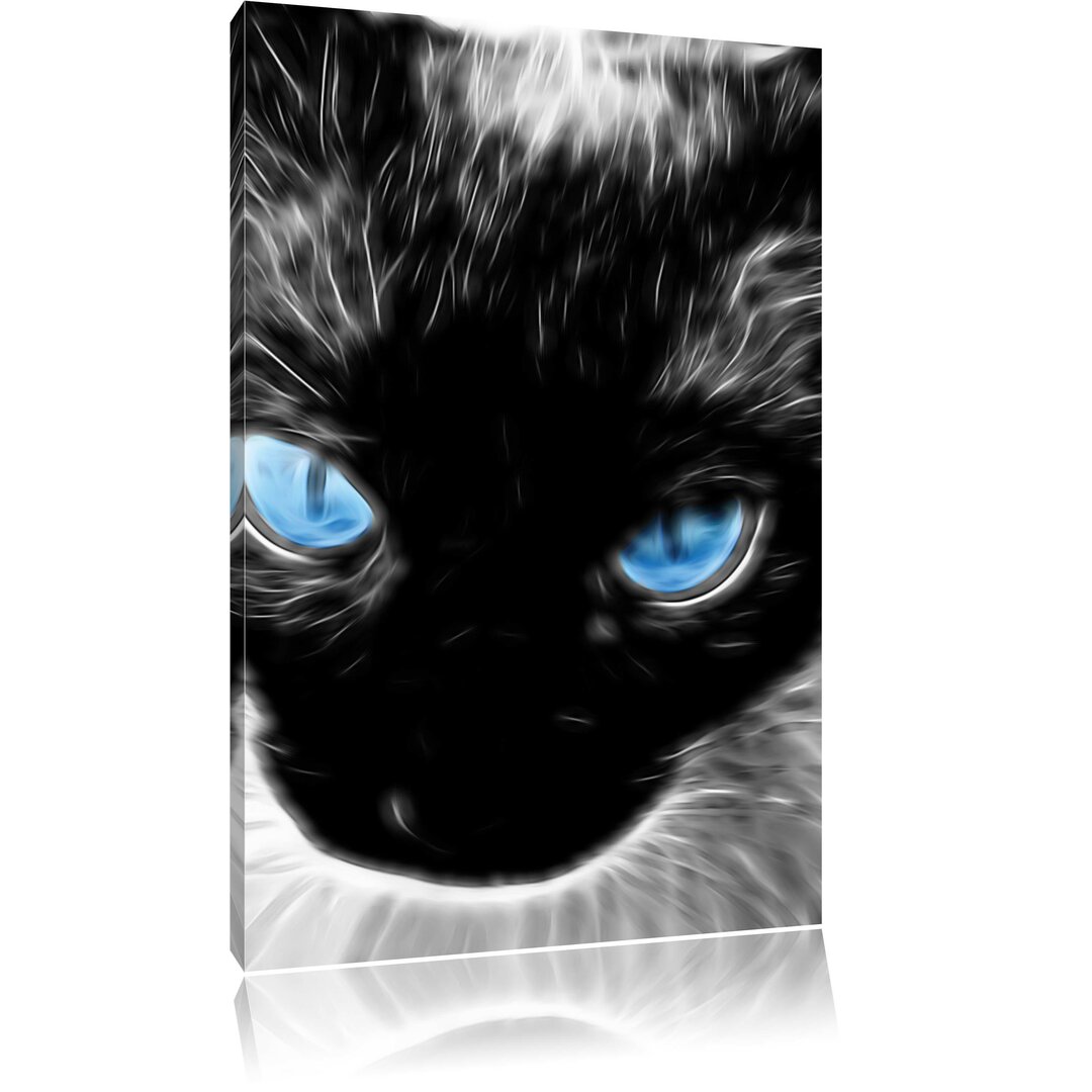 Leinwandbild Blaue Augen schwarze Katze new Art