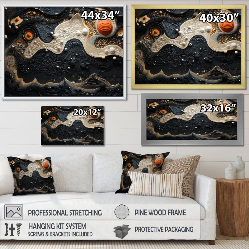 «Blue White Tranquil Waters I», reproduction sur toile, Cadre flottant noir, H 30 po x l 40 po x P 1,5 po