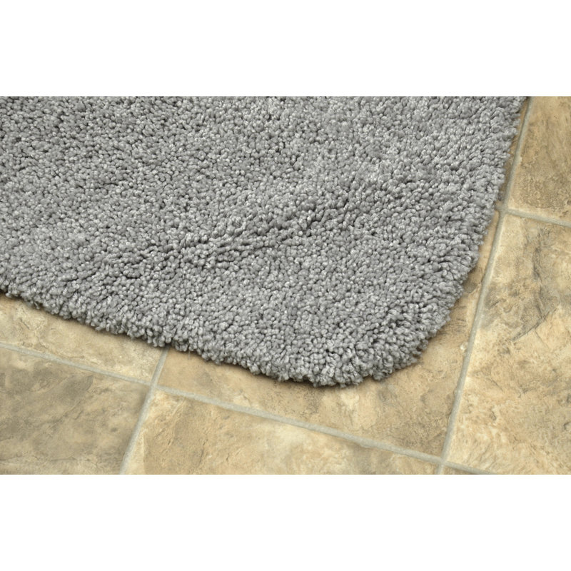 Treie Billie-Mae 2 Piece Nylon Bath Rug Set with Non-Slip Backing, Gris platine