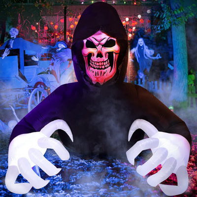 8 FT Length Halloween Inflatable Grim Reaper Halloween Decorations Halloween Outdoor Blow Up Yard For Halloween Outdoor Yard Decorations, Garden, Lawn,Indoor