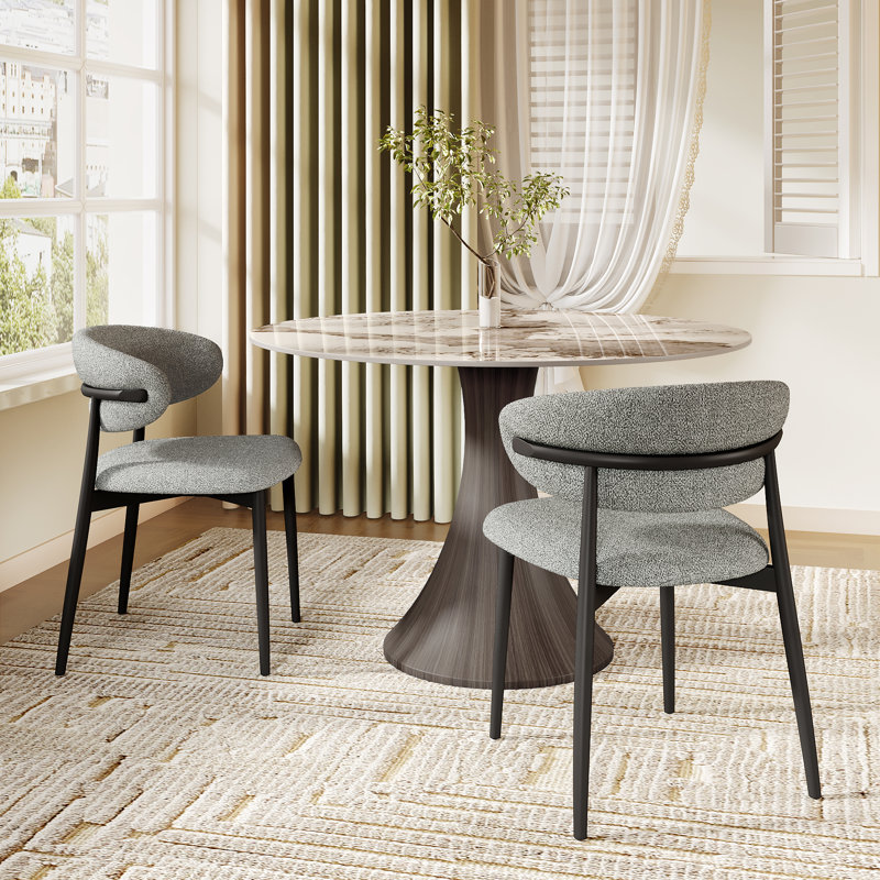 Chaises de salle à manger rembourrées de style Mid-Century avec pieds en métal (ensemble de 2/4/6/8), 2