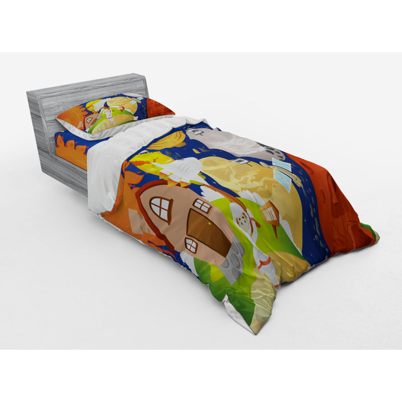 Educational Quilt Set, Twin Duvet Cover + 2 Additional Pieces