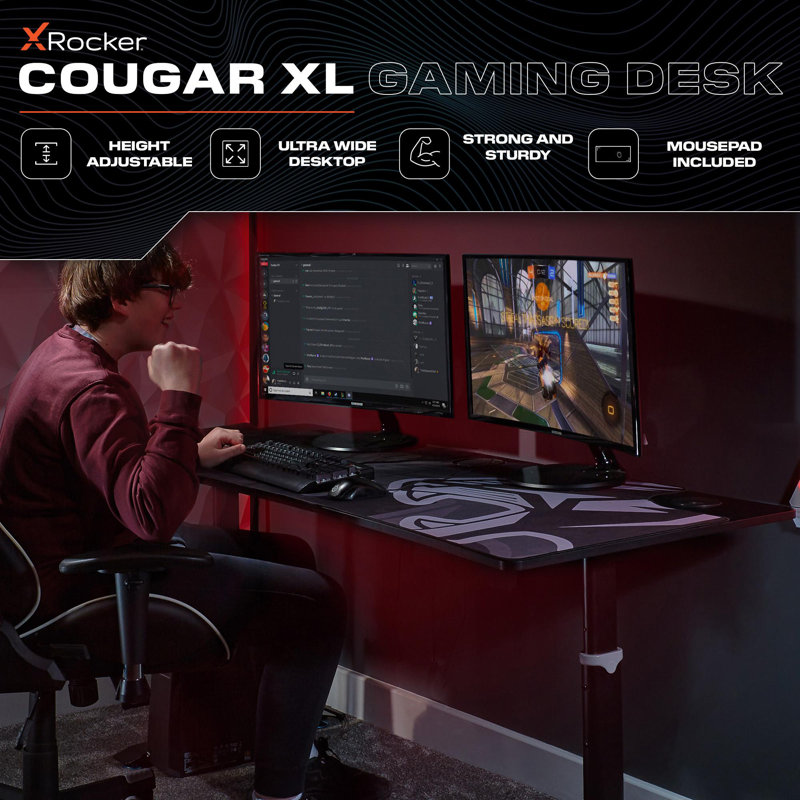 X Rocker Cougar XL Height Adjustable Gaming Computer Desk