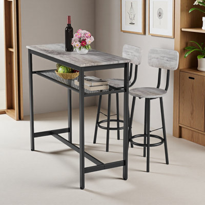 Dining Table Set With 2 Stools,3 Piece Counter Height For Kitchen, Living Room, Small Apartment Breakfast Table by 17 Stories
