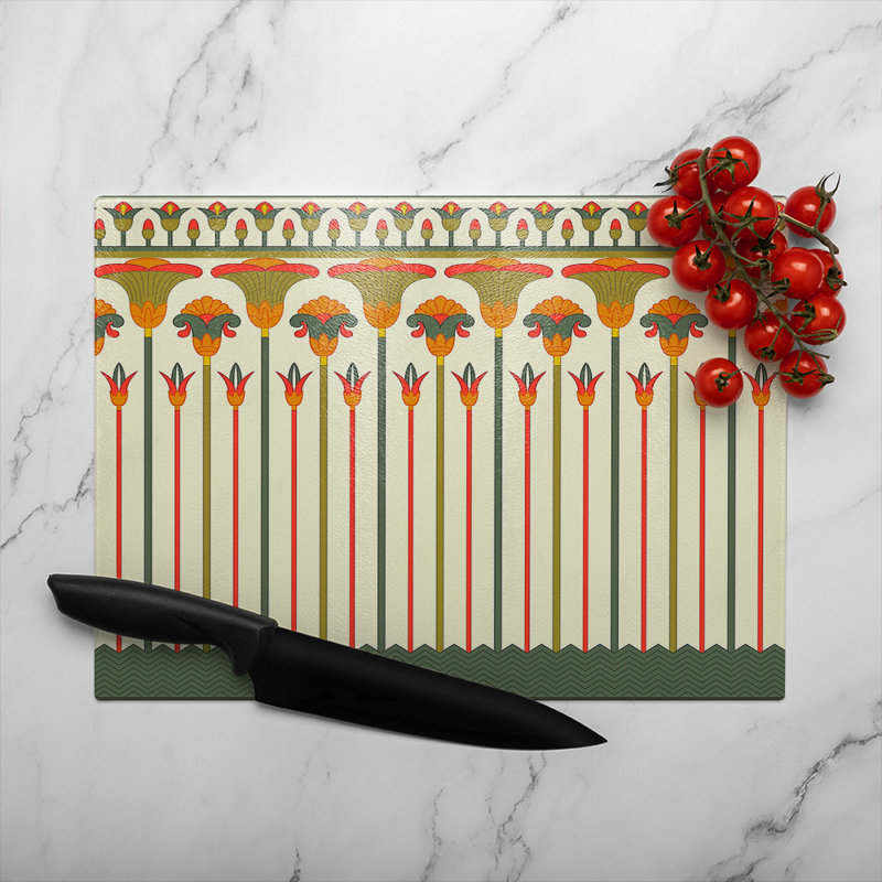 Egyptian Ornament Glass Chopping Board